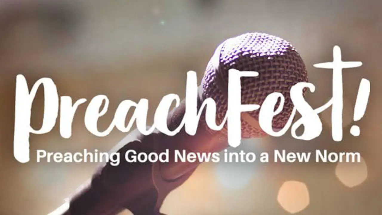 Moderator welcomes attendees to Preachfest